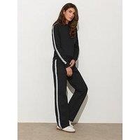Long Tall Sally Lurex Stripe Wide Leg Jogger 36" - Black