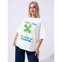 Yours Curve Clover T-Shirt - White