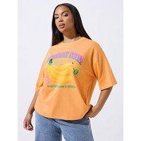 Yours Curve No Hard Peelings Banana T-Shirt - Orange