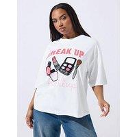 Yours Curve Makeup T-Shirt - White