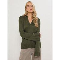Long Tall Sally Collar Ladder Trim Jumper - Green