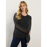 Long Tall Sally Lace Sleeve Jumper - Black