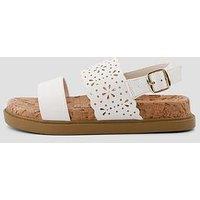 The Very Collection Twin Strap Lasercut Sandal - White