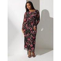 Yours Curve Abstract Side Knot Dress - Black