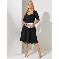 Yours Curve Panelled Skater Dress - Black