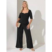 Yours Curve Sweetheart Neck Jumpsuit - Black