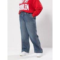 Yours Curve Side Stripe Wide Leg - Blue