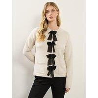 Long Tall Sally Bow Detail Cardigan - Natural