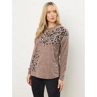 Long Tall Sally Animal Placement Jumper - Brown