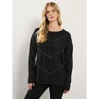 Long Tall Sally Stud Jumper - Black