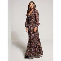Long Tall Sally Paisley Georgette Maxi Dress - Brown