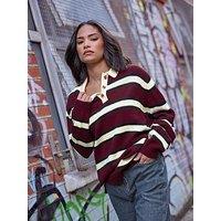 Pixiegirl Petite Stripe Rugby Jumper - Red