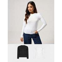 Pixiegirl Petite 2 Pack Long Sleeve T-Shirt - Black