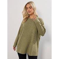 Yours Curve Long Sleeve Jumper - Green