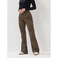 Long Tall Sally Leopard Flared Leggings 34" - Black
