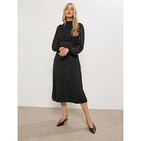 Long Tall Sally Burnout Tie Neck Midi Dress - Black