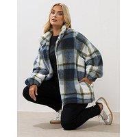 Yours Curve Zip Thru Feather Fleece - Blue