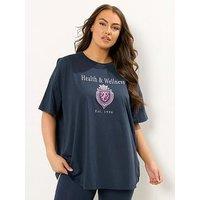Yours Curve Health And Wellness T-Shirt - Blue