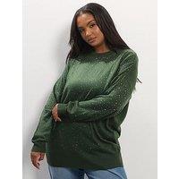 Yours Curve Heat Seal Fine Gauge Jumper - Green