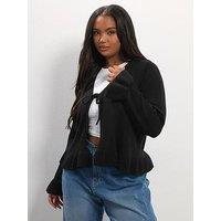 Yours Curve Frill Trim Cardigan - Black