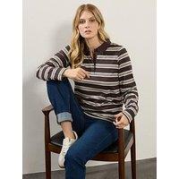 Long Tall Sally Stripe Jersey Polo Top - Brown