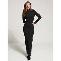 Long Tall Sally Button Shoulder Maxi Dress - Black