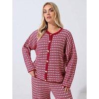 Yours Curve Boucle Cardigan - Red