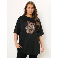 Yours Curve Relaxed T-Shirt - Black