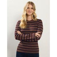 Long Tall Sally Stripe Rib Jumper - Brown