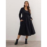 Yours Curve Rib Midaxi Dress - Black