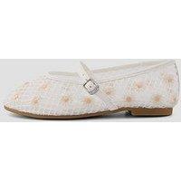 The Very Collection Embroidered Daisy Mesh Flats - White