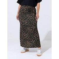 Yours Curve Leopard Skirt - Brown