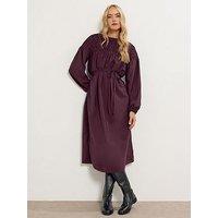 Long Tall Sally Shirred Yoke Midi Dress - Purple