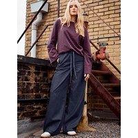 Long Tall Sally Indigo Tie Waist Wide Leg Jean 34" - Blue