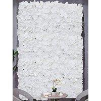 Living And Home White Handcrafted Silk Background Flower Panel Wall Decoration 600 X 400 Mm