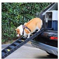 Living And Home Folding Portable Dog Pet Stairs Ramp Black Weight Capacity Up To 75Kg