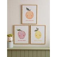 The Very Collection Set Of 3 Kids Fruit Slogan Wall Art