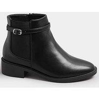 Yours Extra Wide Fit Buckle Elastic Boot - Black