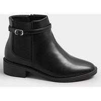 Yours Wide Fit Buckle Elastic Boots - Black