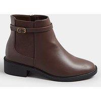 Yours Extra Wide Fit Buckle Elastic Boots - Brown