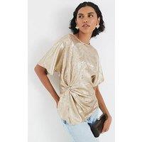 River Island Knot Front Blouse - Gold