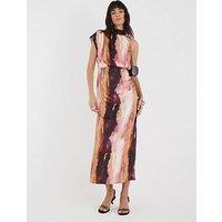 River Island Cowl Neck Printed Dress - Pink