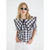 River Island Gingham Short Sleeve Collar Shirt - Black