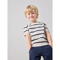 The Very Collection Boys Stripe Knitted Top - Cream/Navy