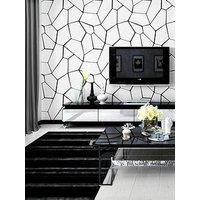 Living And Home Black Modern Abstract Geometric Removable Patterned Wallpaper