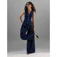 River Island Tailored Wide Tab Front - Blue