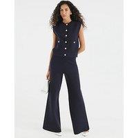 River Island Wide Leg Knitted Trouser - Navy