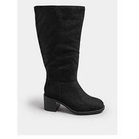 Yours Wide Fit Block Heel Knee High Boots - Black