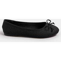 Yours Extra Wide Fit Glitter Ballet Pump - Black
