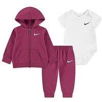 Nike Infant Girls 3 Piece Bodysuit Pant Set - Red